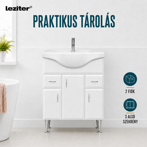 Leziter Masca chiuveta baie Bianca Plus 75 cu lavoar, alb lucios