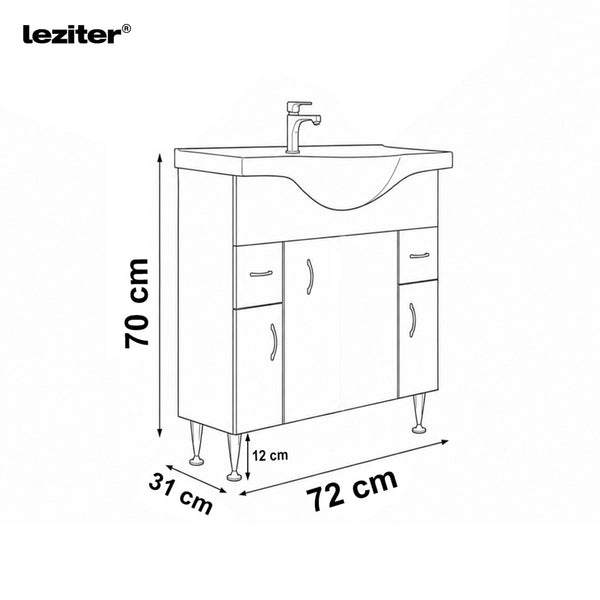 Leziter Masca chiuveta baie Bianca Plus 75 cu lavoar, stejar sonoma