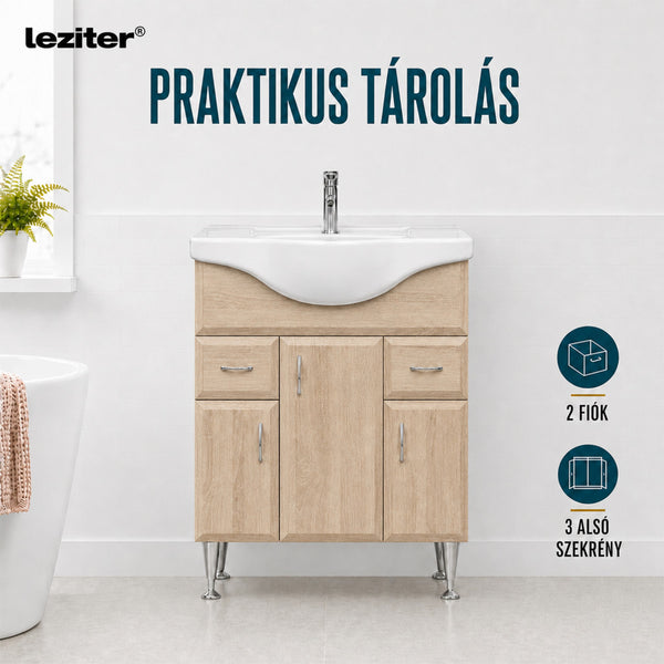 Leziter Masca chiuveta baie Bianca Plus 75 cu lavoar, stejar sonoma