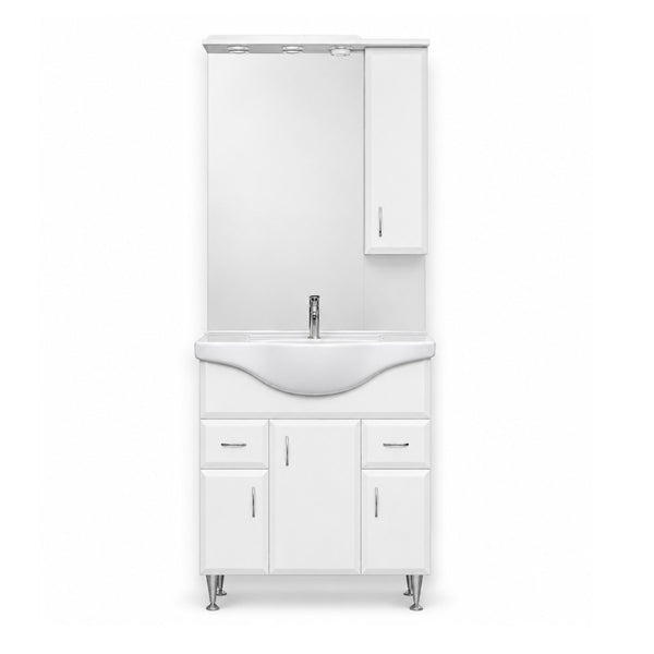 Leziter Set mobilier baie Bianca Plus 75, alb lucios, deschidere pe dreapta