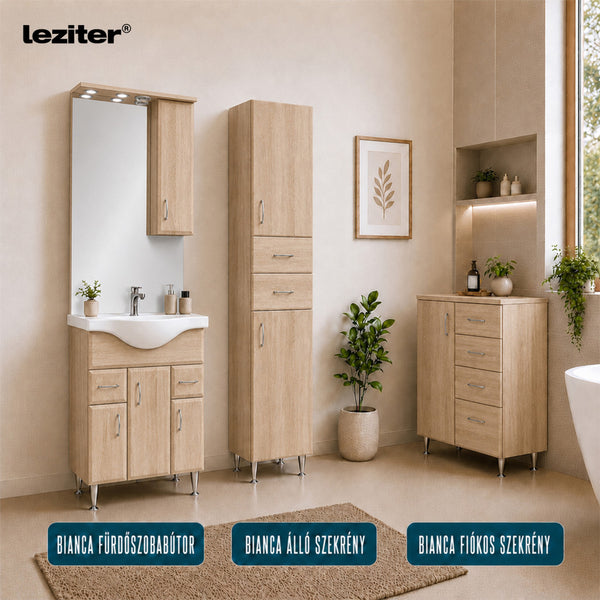 Leziter Set mobilier baie Bianca Plus 75, stejar sonoma, deschidere pe dreapta