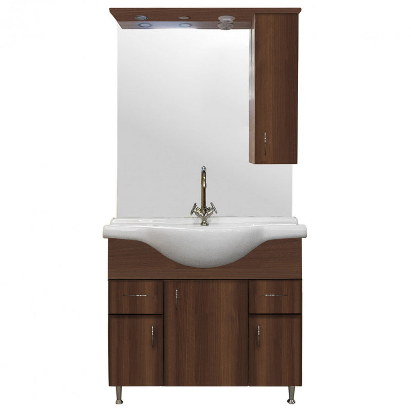 Leziter Set mobilier baie Bianca Plus 85, Aida nuc, deschidere pe dreapta
