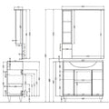 Leziter Set mobilier baie Bianca Plus 85, Aida nuc, deschidere pe dreapta