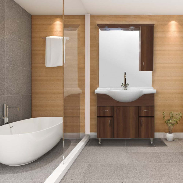 Leziter Set mobilier baie Bianca Plus 85, Aida nuc, deschidere pe dreapta