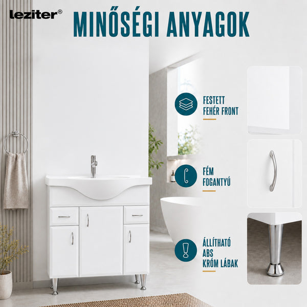 Leziter Masca chiuveta baie Bianca Plus 85 cu lavoar, alb lucios