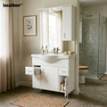 Leziter Set mobilier baie Bianca Plus 85, alb lucios, deschidere pe dreapta