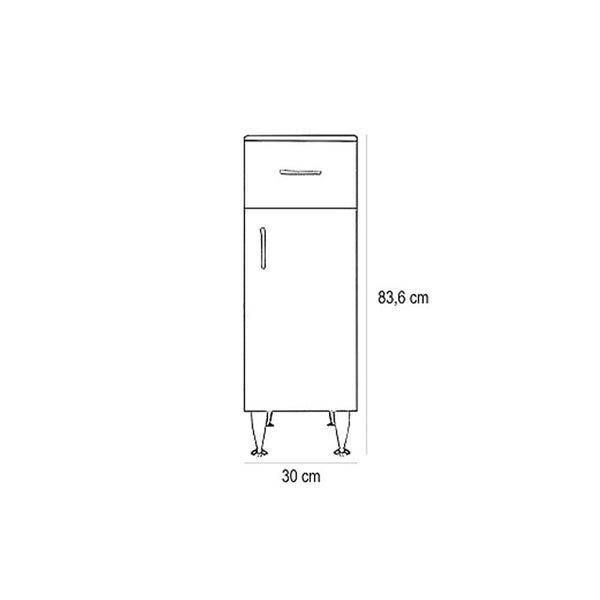 Leziter Dulap baie Bianca Plus 30 cu 1 usa, 1 sertar, stejar sonoma, dreapta