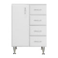 Leziter Dulap baie Bianca Plus 60 cu 1 usa, 4 sertare, alb lucios, stanga