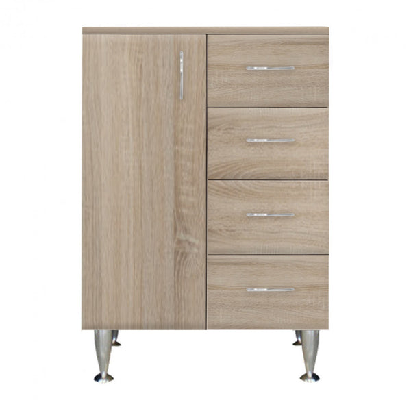 Leziter Dulap baie Bianca Plus 60 cu 1 usa, 4 sertare, stejar sonoma, stanga