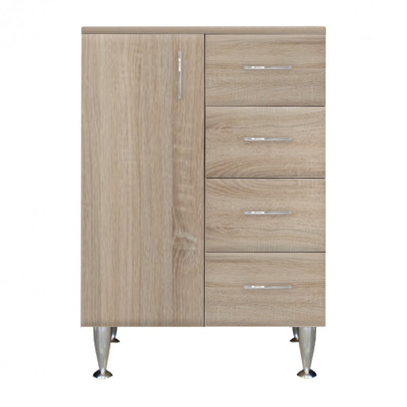 Leziter Dulap baie Bianca Plus 60 cu 1 usa, 4 sertare, stejar sonoma, stanga