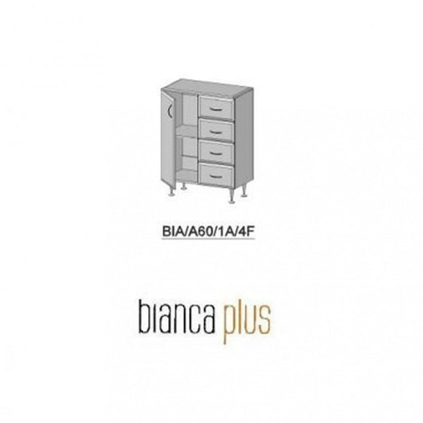 Leziter Dulap baie Bianca Plus 60 cu 1 usa, 4 sertare, stejar sonoma, stanga