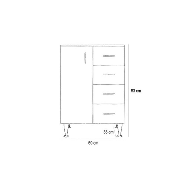 Leziter Dulap baie Bianca Plus 60 cu 1 usa, 4 sertare, stejar sonoma, stanga