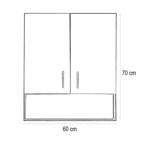 Leziter Dulap baie suspendat Bianca Plus 60 cu 2 usi, fund deschis, alb lucios