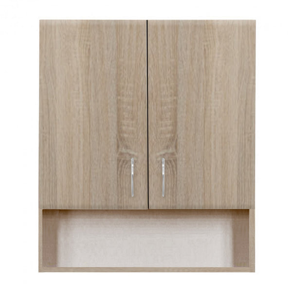 Leziter Dulap baie suspendat Bianca Plus 60 cu 2 usi, fund deschis, stejar sonoma