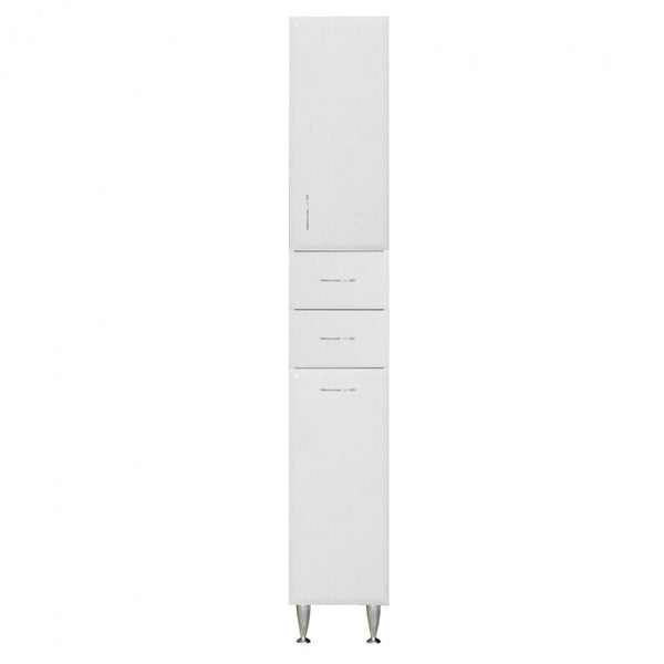 Leziter Dulap baie Bianca Plus 30 cu 1 usa, 2 sertare, suport pentru rufe, alb lucios, dreapta