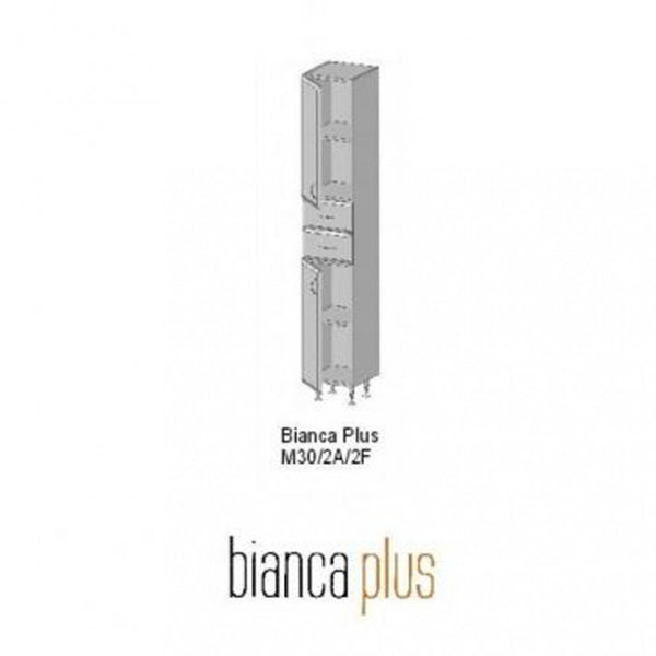 Leziter Dulap baie Bianca Plus 30 cu 2 usi, 2 sertare, alb lucios, dreapta