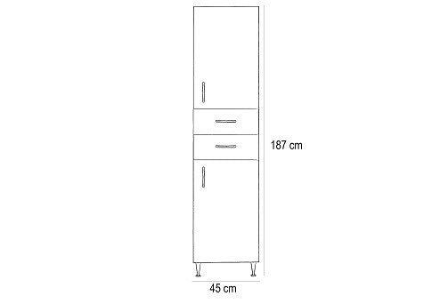 Leziter Dulap baie Bianca Plus 45 cu 2 usi, 2 sertare, Aida nuc, dreapta