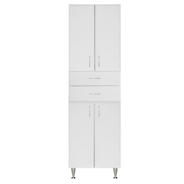 Leziter Dulap baie Bianca Plus 60 cu 4 usi, 2 sertare, alb lucios