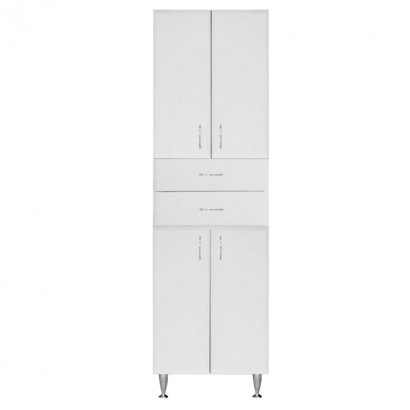 Leziter Dulap baie Bianca Plus 60 cu 4 usi, 2 sertare, alb lucios