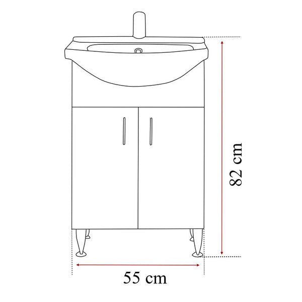 Leziter Set mobilier baie Bianca Prime 55, alb lucios
