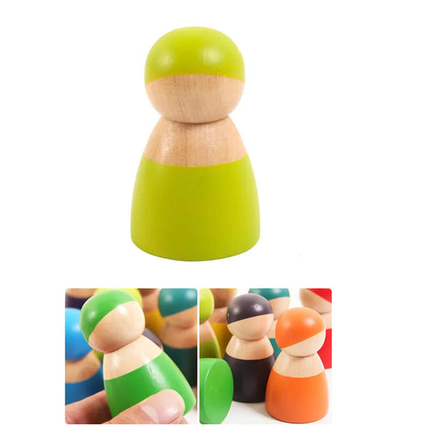Leziter 12 prieteni figurine colorate Montessori din lemn