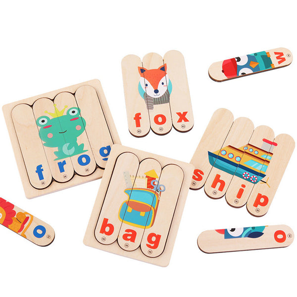 Leziter Engleză de învățare puzzle joc educațional din lemn