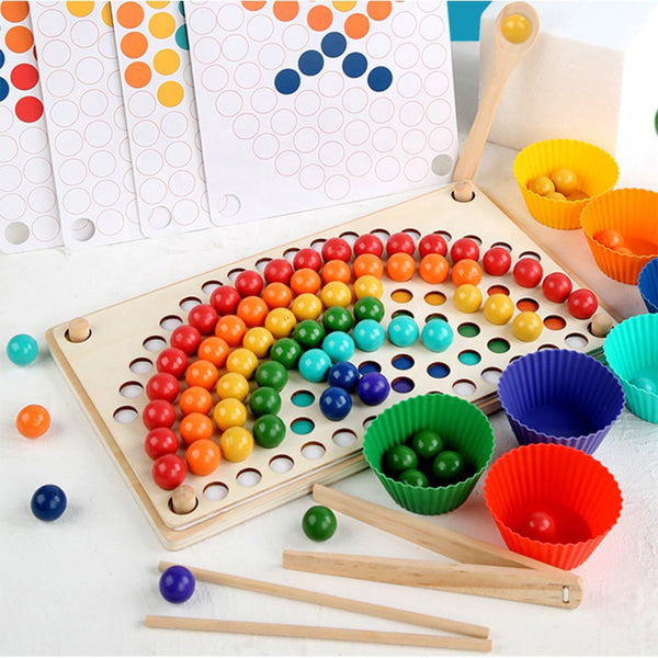 Leziter Rainbow minge mozaic puzzle Montessori jucărie din lemn