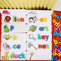 Leziter Alfabet din lemn cu imagini, joc educațional în limba engleză