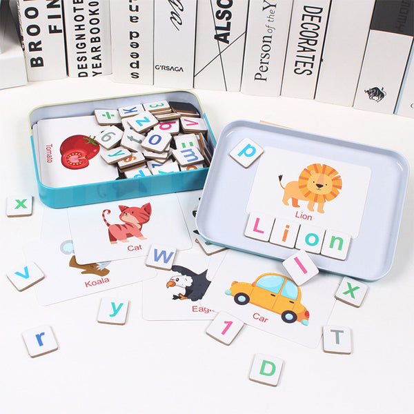 Leziter Cuvânt magnetic puzzle joc din lemn pentru învățarea cuvintelor în limba engleză