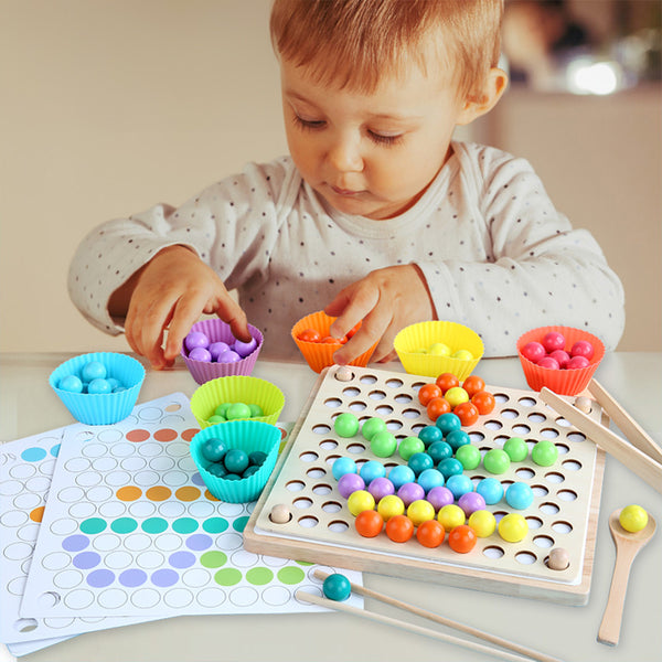 Leziter Joc de societate din lemn 3 în 1, puzzle cu bile, șah zburător