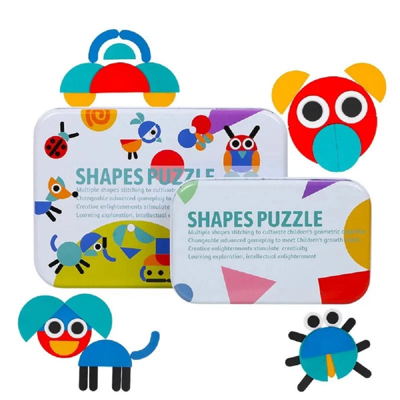 Leziter Figură logică puzzle Montessori jucărie din lemn