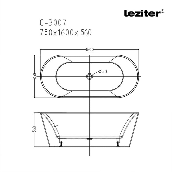 Leziter Cada freestanding Noa 160x75x56 cm, alb