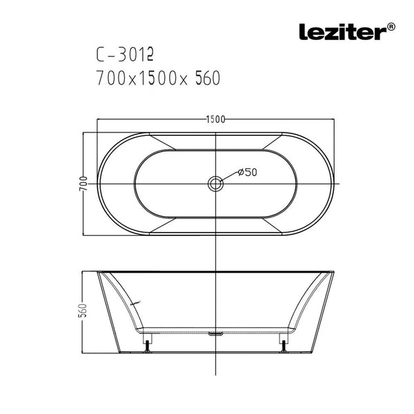 Leziter Cada freestanding Noa 150x70x56 cm, alb