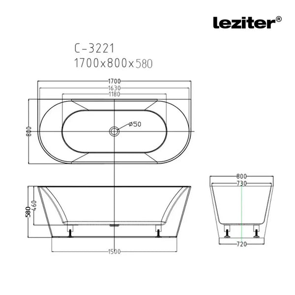 Leziter Cada freestanding Still 170x80x58 cm, alb