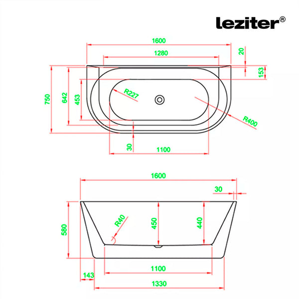 Leziter Cada freestanding Still 160x75x58 cm, alb
