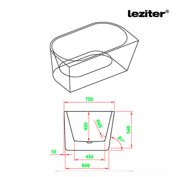 Leziter Cada freestanding Still 160x75x58 cm, alb