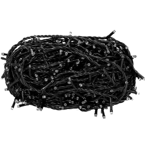 Instalatie luminoasa LED exterior/interior, 1000 LED-uri alb rece cu flash albastru, 80 m, lumina constanta + flash, IP44, conectabila