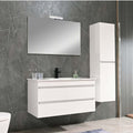 Leziter Set mobilier baie Cube 100 cu lavoar ceramic, oglinda, 2 sertare, 60x100 cm, vopsita in alb lucios