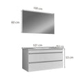 Leziter Set mobilier baie Cube 100 cu lavoar ceramic, oglinda, 2 sertare, 60x100 cm, vopsita in alb lucios