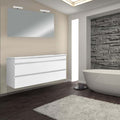 Leziter Set mobilier baie Cube 120 cu 1 lavoar ceramic, oglinda, 60x120 cm, vopsit alb lucios