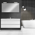 Leziter Set mobilier baie Cube 120 cu 1 lavoar ceramic, oglinda, 60x120 cm, vopsit alb lucios