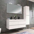 Leziter Set mobilier baie Cube 120 cu lavoar ceramic, oglinda, 60x120 cm, vopsit in alb lucios