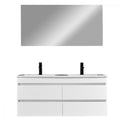 Leziter Set mobilier baie Cube 120 cu lavoar ceramic, oglinda, 60x120 cm, vopsit in alb lucios