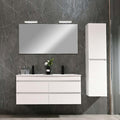 Leziter Set mobilier baie Cube 120 cu lavoar ceramic, oglinda, 60x120 cm, vopsit in alb lucios
