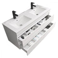 Leziter Set mobilier baie Cube 120 cu lavoar ceramic, oglinda, 60x120 cm, vopsit in alb lucios