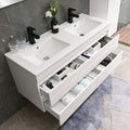 Leziter Set mobilier baie Cube 120 cu lavoar ceramic, oglinda, 60x120 cm, vopsit in alb lucios
