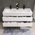 Leziter Set mobilier baie Cube 120 cu lavoar ceramic, oglinda, 60x120 cm, vopsit in alb lucios