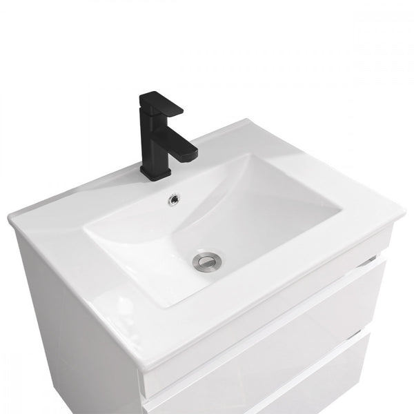 Leziter Masca chiuveta baie Cube 60 cu lavoar, 2 sertare, vopsita in alb lucios