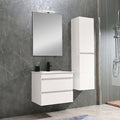 Leziter Set mobilier baie Cube 60 cu lavoar ceramic, oglinda, 2 sertare, 60x80 cm, vopsit in alb lucios