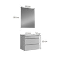 Leziter Set mobilier baie Cube 60 cu lavoar ceramic, oglinda, 2 sertare, 60x80 cm, vopsit in alb lucios